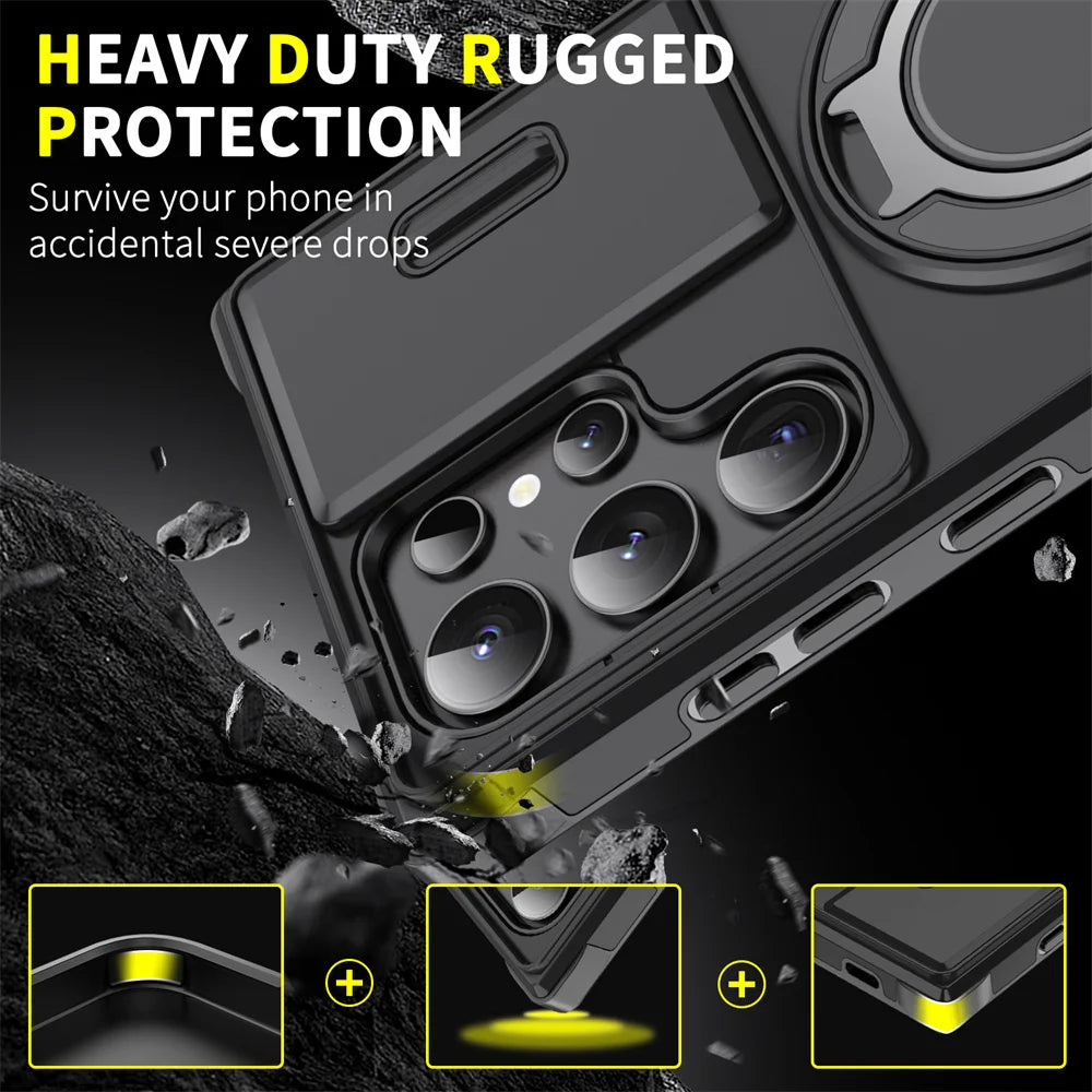 Slide Camera Protection Magnetic Stand Case for Samsung A05S Cover