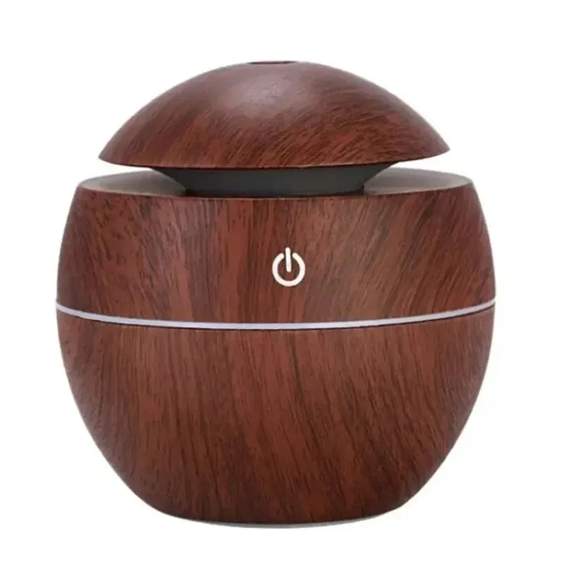 USB Ultrasonic Cool Mist Humidifier Wood Grain Aroma Diffuser Air Purifier