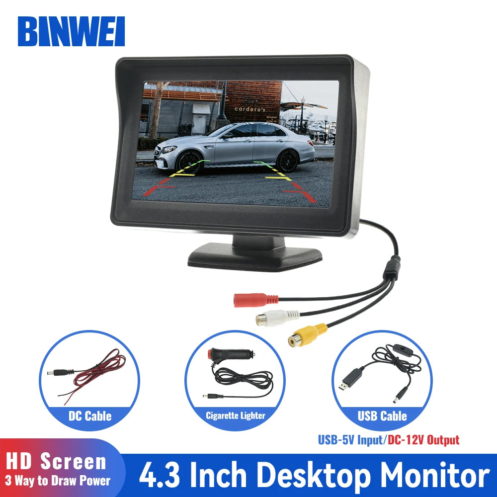 4.3'' Car Monitor Screen HD Display for Reversing Camera Easy Install