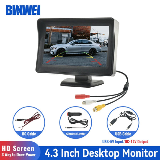 4.3'' Car Monitor Screen HD Display for Reversing Camera Easy Install