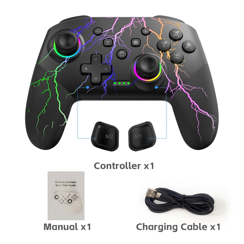 Wireless Controller For Nintendo Switch Pro Gamepad with Rechargeable Battery RGB Light