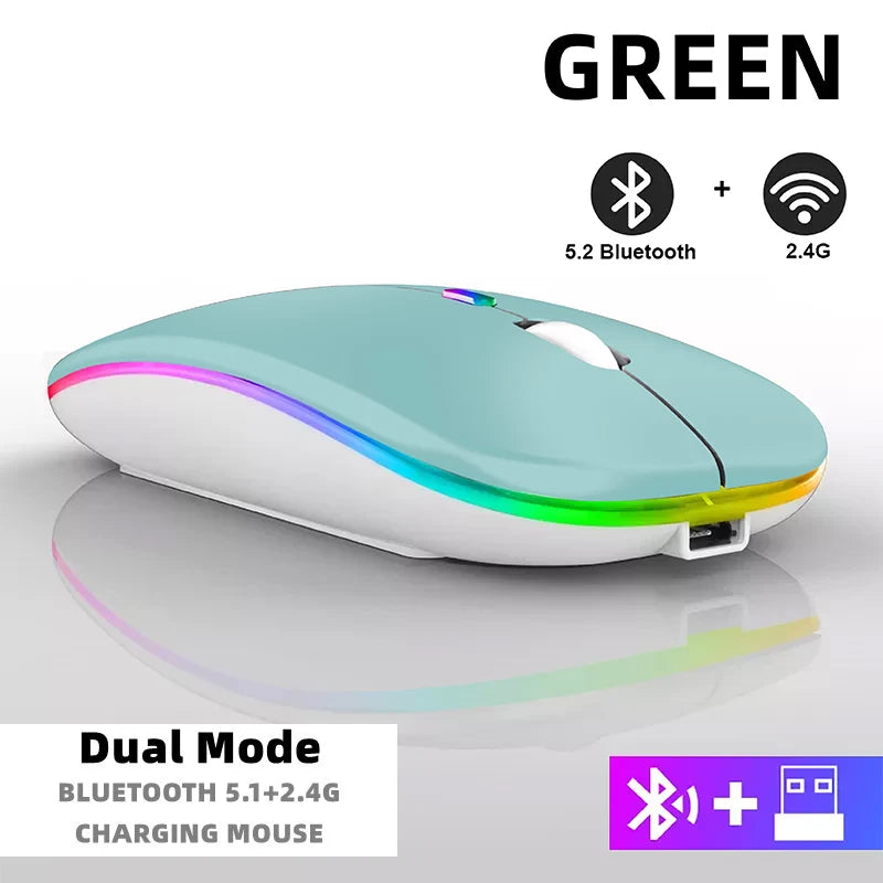 Bluetooth Wireless RGB Mouse Rechargeable for iPad PC Laptop Tablet Phone