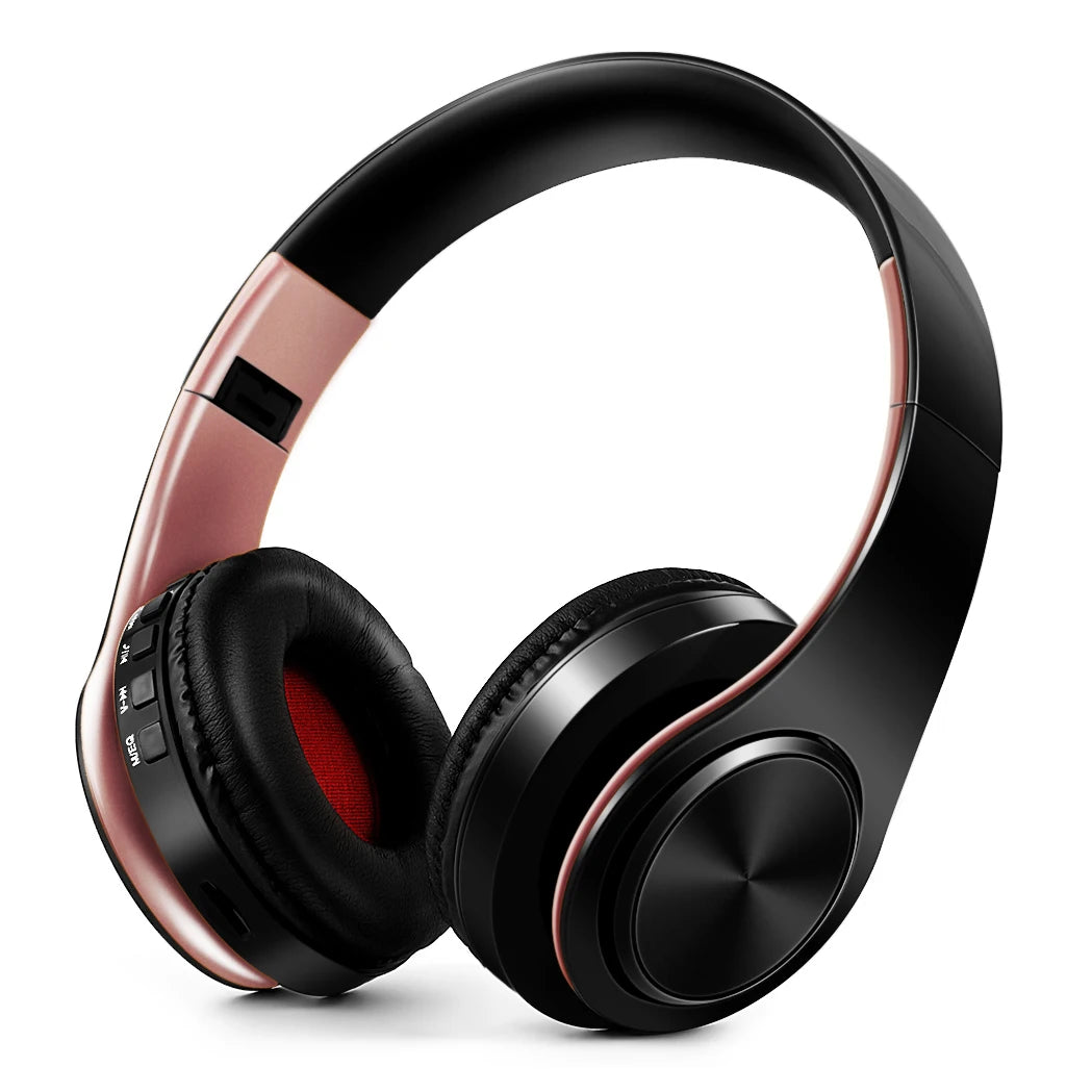 Gold Wireless Bluetooth Headphones w/Mic & 3.5mm Jack for iPhone Samsung