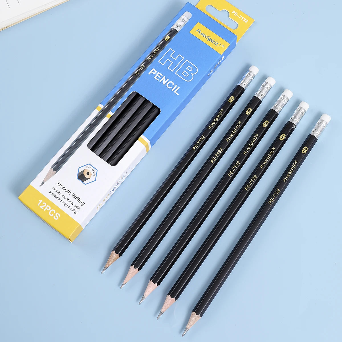 12PCS HB Pencils with Eraser Pre-Sharpened Graphite for School & Office