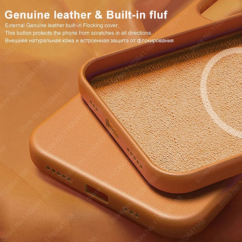 Animated Leather Case for iPhone MagSafe Magnetic Wireless Charging Cover