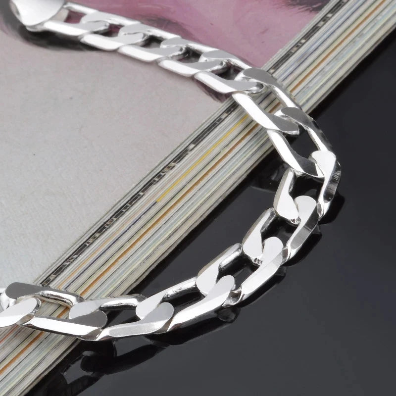 Sterling Silver Sideways Chain Bracelet for Women Jewelry Gift