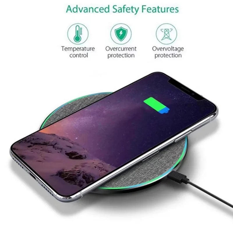 Ultra-Thin Fast Wireless Charger Pad for iPhone 15 14 Samsung S24 S23 S22