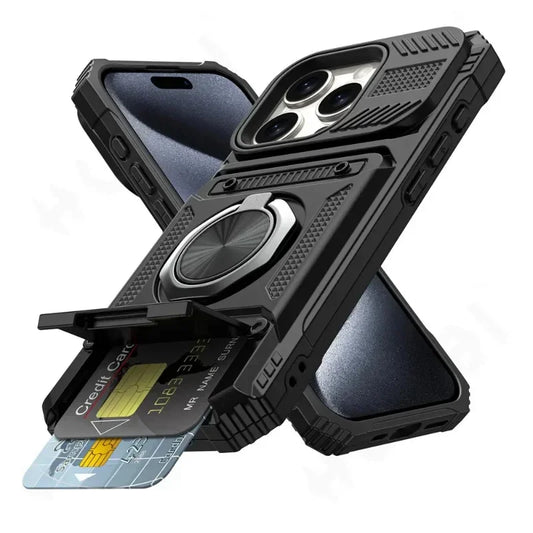 Case For iPhone 16 15 14 13 12 11 Pro Max  Magnetic Rotated Ring Kickstand Heavy Duty Drop Protection Wallet Cover