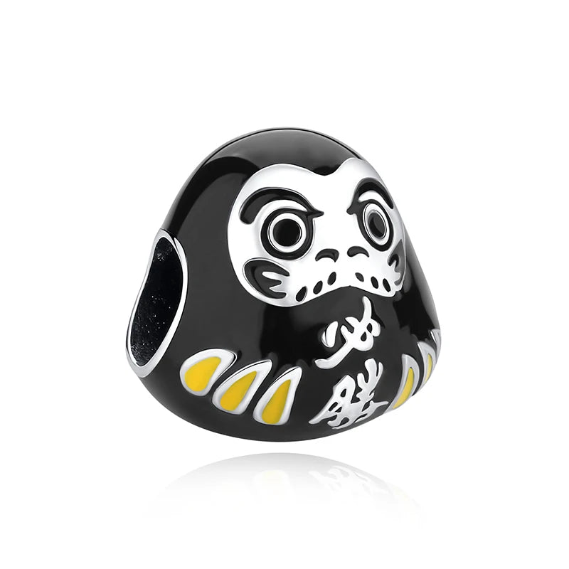 Silver Japanese Doll Fortune Cat Charm Bead for Bracelets