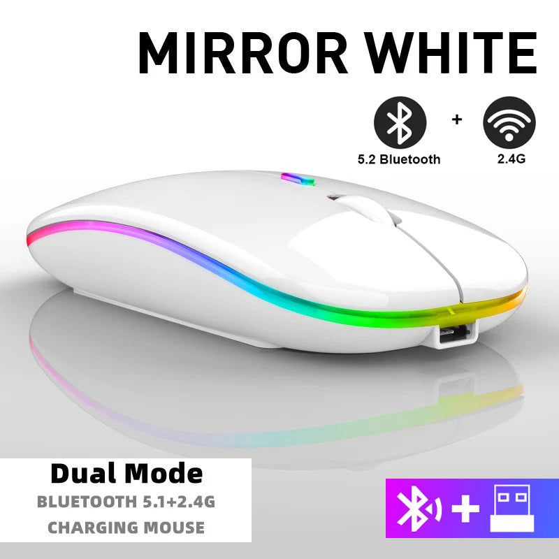 Bluetooth Wireless RGB Mouse Rechargeable for iPad PC Laptop Tablet Phone