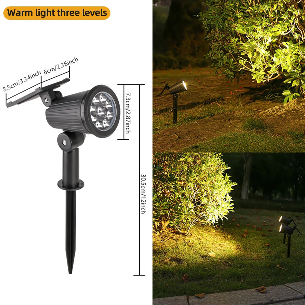 9 LED Solar Spotlights RGB Outdoor Landscape Lights, Adjustable Brightness, IP65 Waterproof Garden & Yard Decor