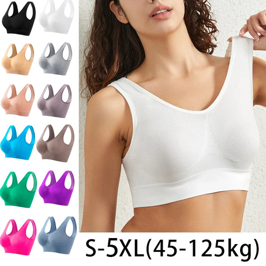 Women's Seamless Sports Bra  Wireless Yoga Vest with Removable Pads