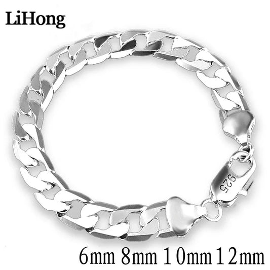 Sterling Silver Sideways Chain Bracelet for Women Jewelry Gift
