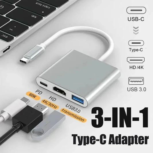 3-in-1 USB-C to HDMI Adapter USB 3.1 Hub Charger for Samsung Huawei MacBook