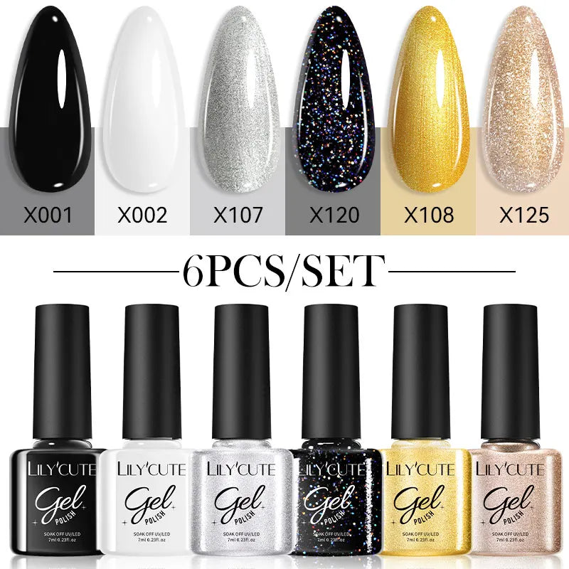 6Pcs 7ml Coffee Series Gel Nail Polish Set Soak Off UV LED Manicure Kit