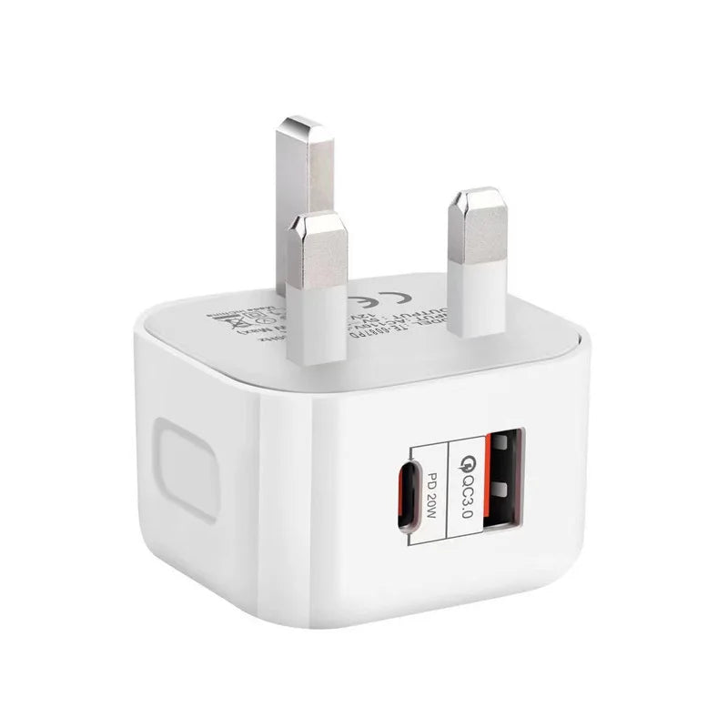 40W Dual USB-C PD Fast Wall Charger for iPhone 11-15 iPad Xiaomi Huawei