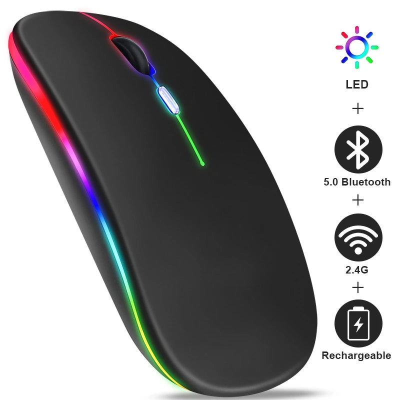 Bluetooth Wireless RGB Mouse Rechargeable for iPad PC Laptop Tablet Phone