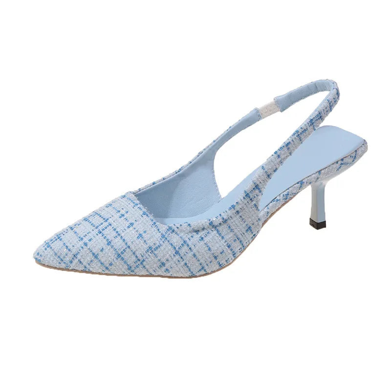 Sea Salt Blue Pointed High Heel Sandals Elegant & Versatile Women's Fashion Shoes