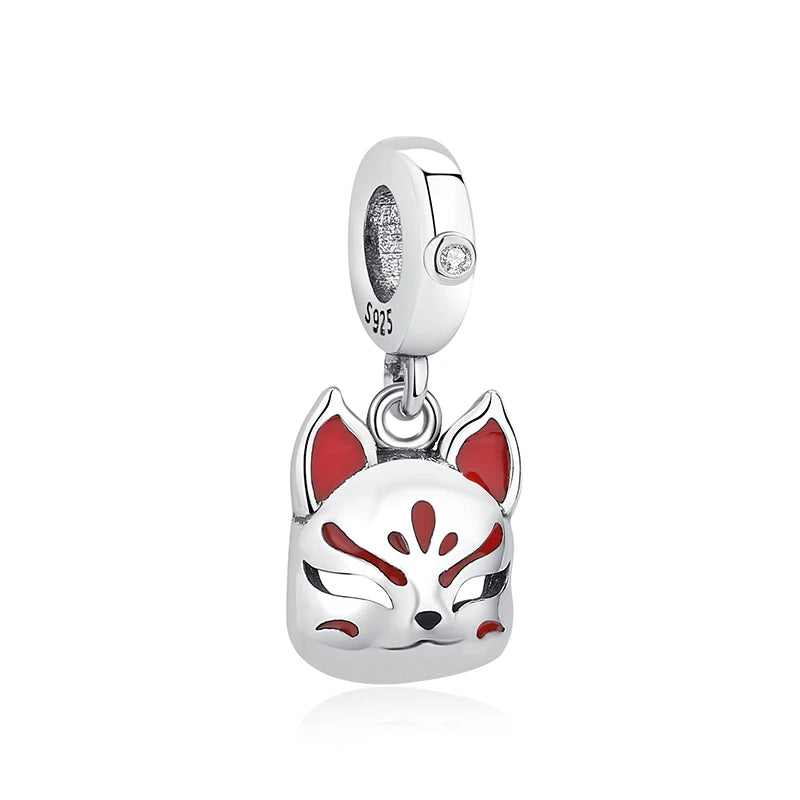 Silver Japanese Doll Fortune Cat Charm Bead for Bracelets