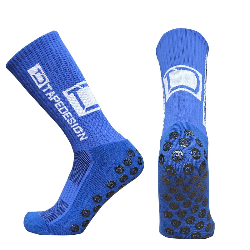 2 Pairs TapeDesign Football Socks Round Silicone Grip, Anti-Slip Sports Socks for Men & Women