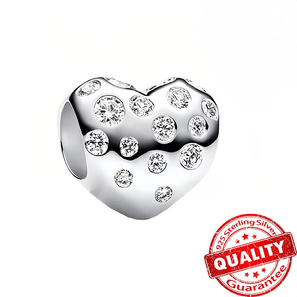 925 Silver Lucky Star & Heart Dice Bow Dangle Charm for Bracelet Gift