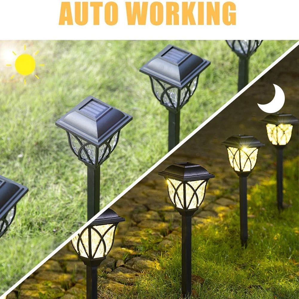 2pcs/Lot Led Solar Lawn Lights Outdoor Waterproof Warm Light Garden Decoration Lamp For Walkway Path Villa Yard Drivewayr