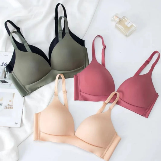 Women's Japanese Seamless Bra  Wireless 3/4 Cup Glossy Comfort Bralette
