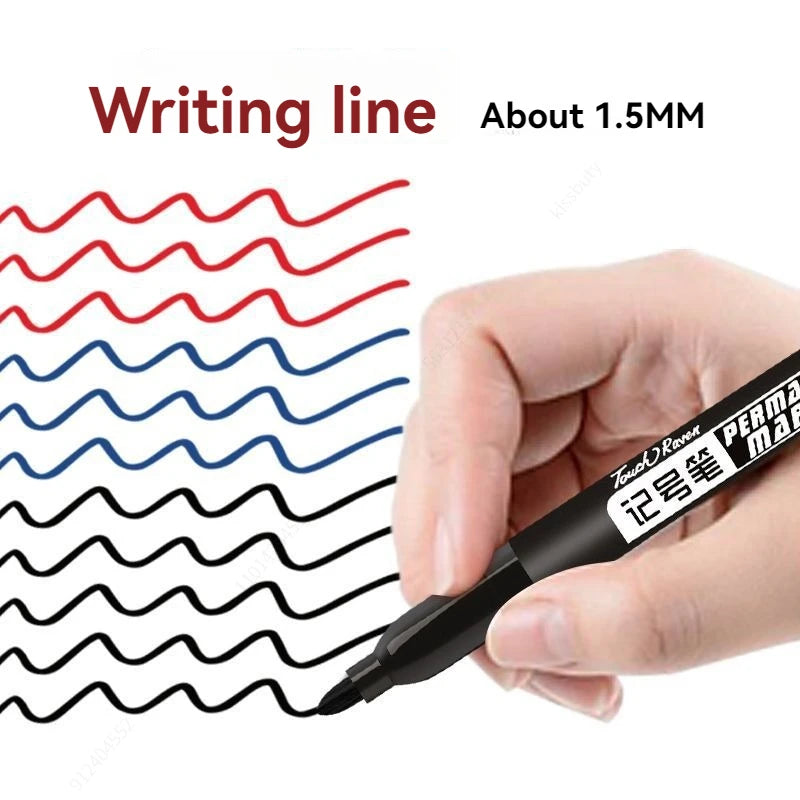 6PCS Permanent Art Marker Pens Fine Point Waterproof Black Blue Red Ink