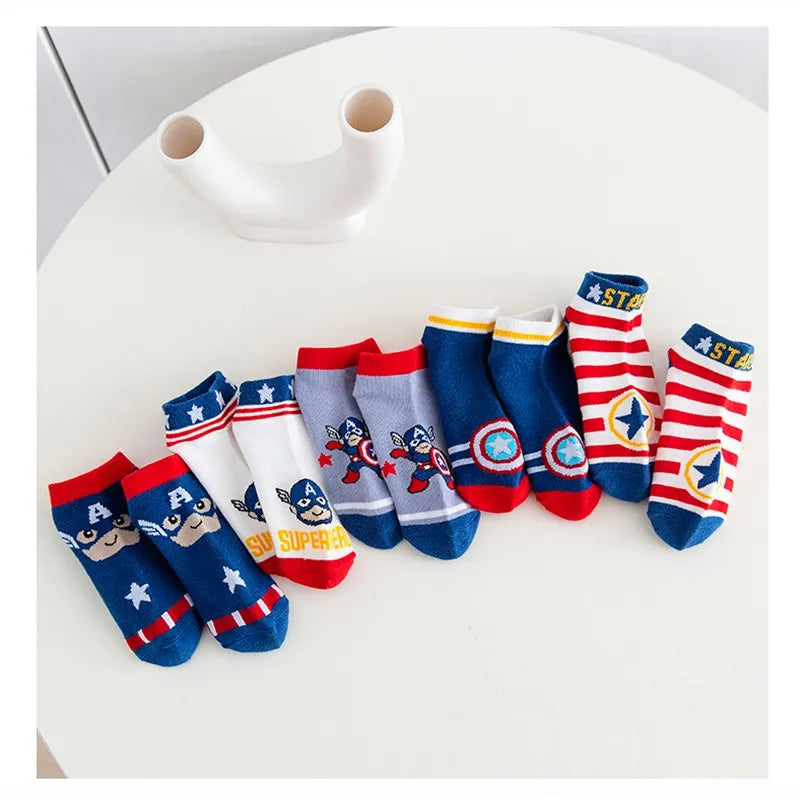 5 Pairs Kids Spiderman Socks Cartoon Boys Short Ankle 1-12Y Gift