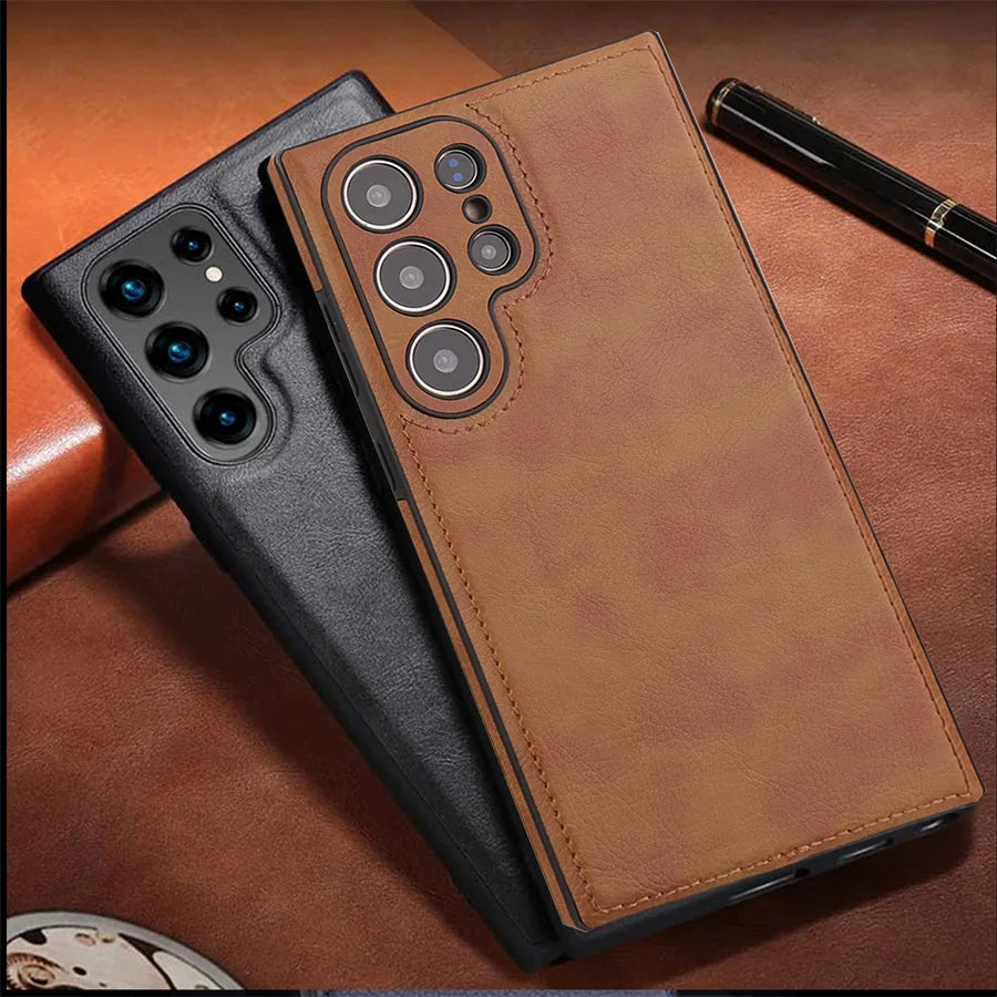 Luxury Vintage PU Leather Case Shockproof Soft Cover for Samsung Camera