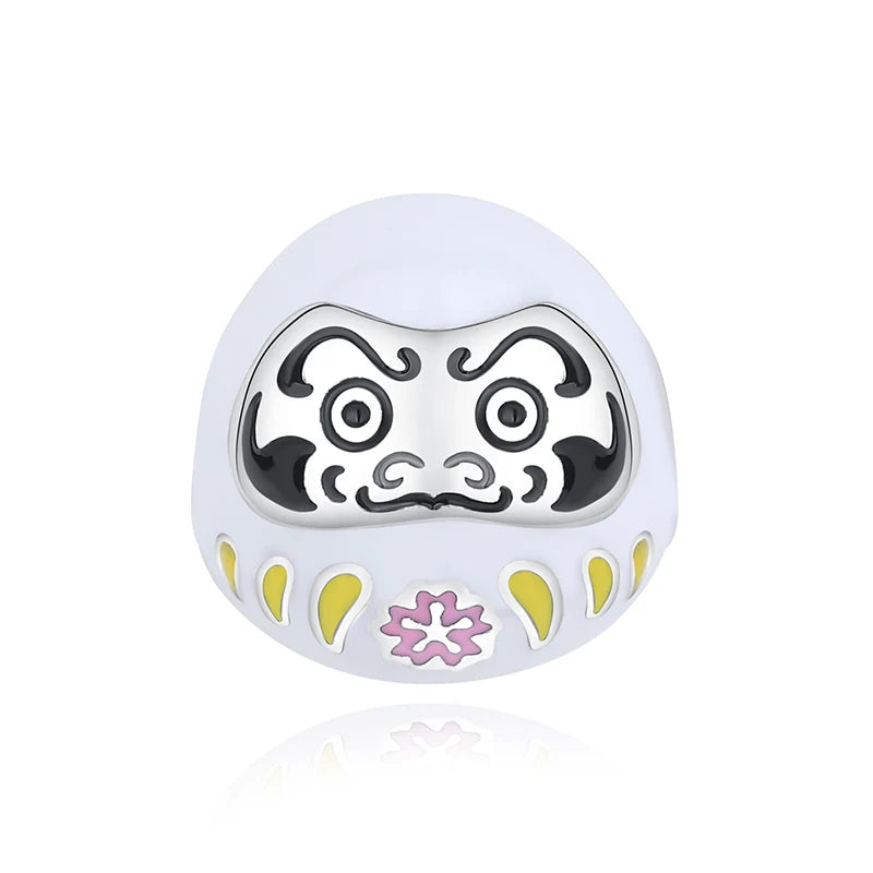Silver Japanese Doll Fortune Cat Charm Bead for Bracelets
