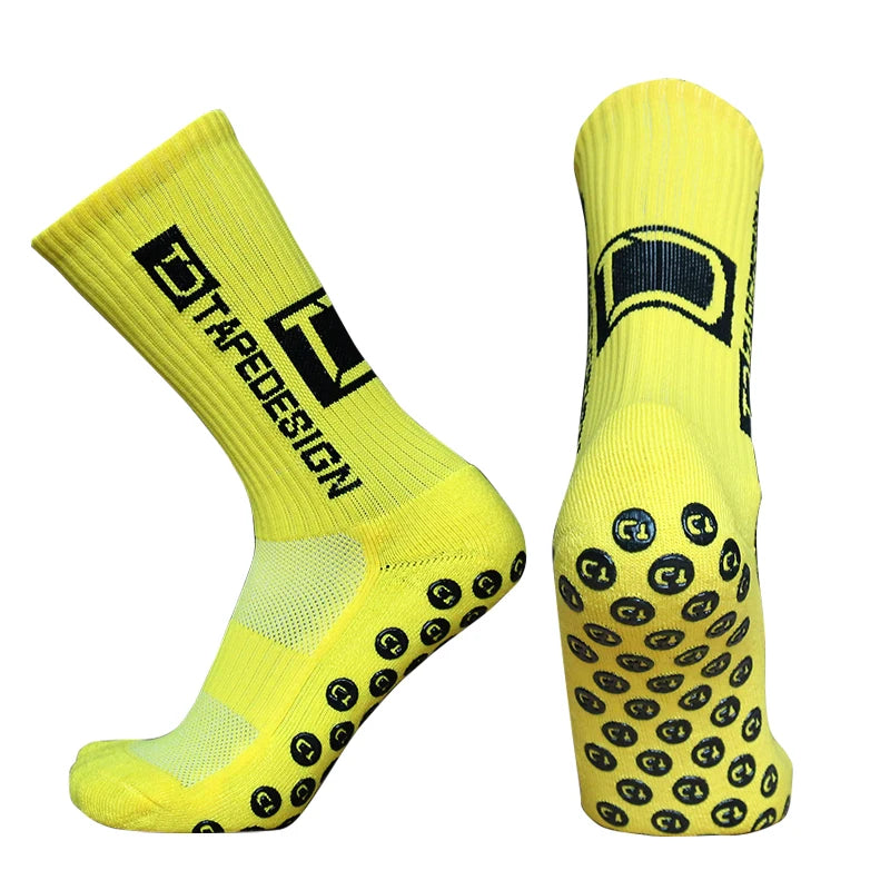 2 Pairs TapeDesign Football Socks Round Silicone Grip, Anti-Slip Sports Socks for Men & Women