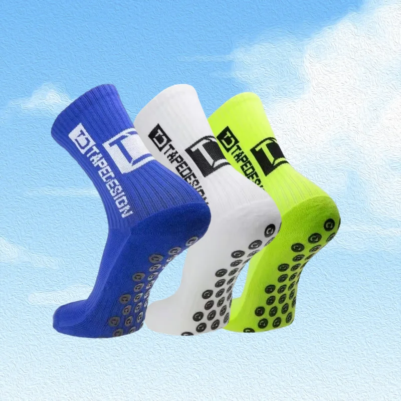 3 Pairs Non-Slip Breathable Soccer Socks Cushioned, Sweat-Wicking, Anti-Odor Grip Socks