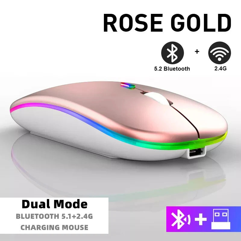 Bluetooth Wireless RGB Mouse Rechargeable for iPad PC Laptop Tablet Phone