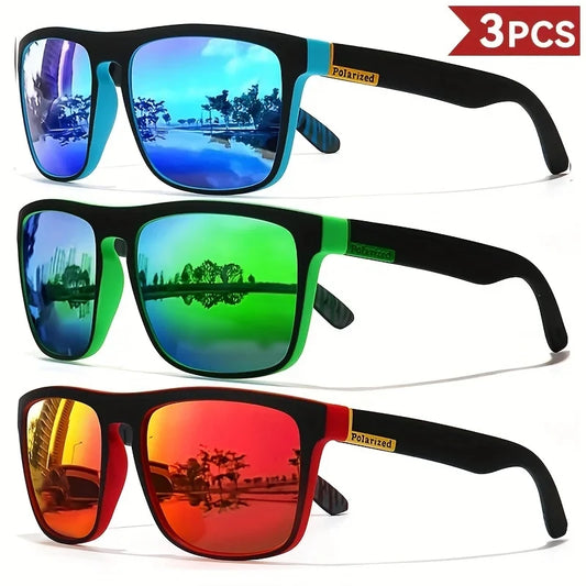 3PCS Polarized Square Sunglasses – Stylish Outdoor Shades for Men & Women