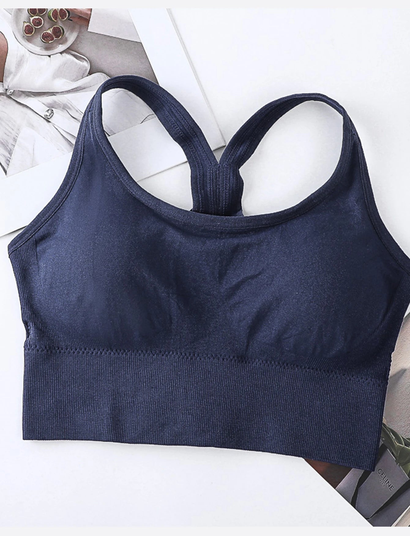 Women's Seamless Sports Bra – Racerback Yoga Gym Top Fast Dry Workout Vest
