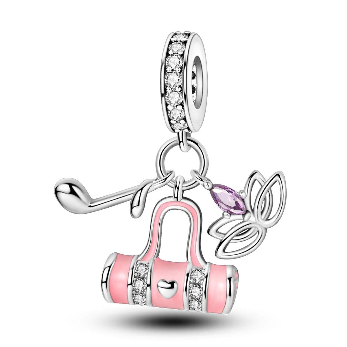 silver Dumbbell Badminn Soccer Charm Beads for Bracelet & Necklace Gift