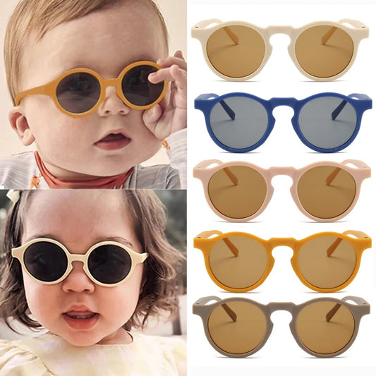 Kids Vintage Round UV400 Sunglasses Frosted Acrylic Fashion Shades