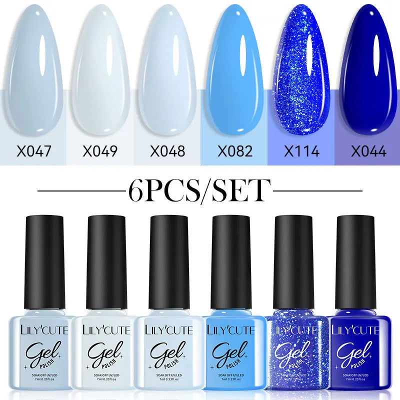 6Pcs 7ml Coffee Series Gel Nail Polish Set Soak Off UV LED Manicure Kit