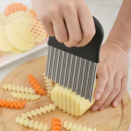 Stainless Steel Crinkle Cutter Wavy Knife for Potato Chips & French Fries