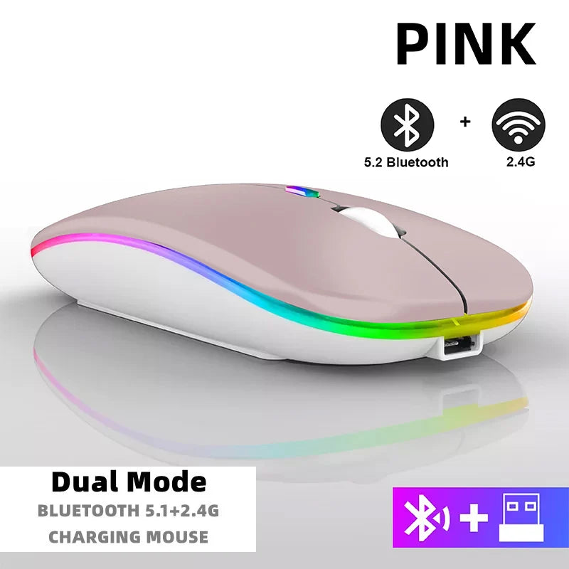 Bluetooth Wireless RGB Mouse Rechargeable for iPad PC Laptop Tablet Phone