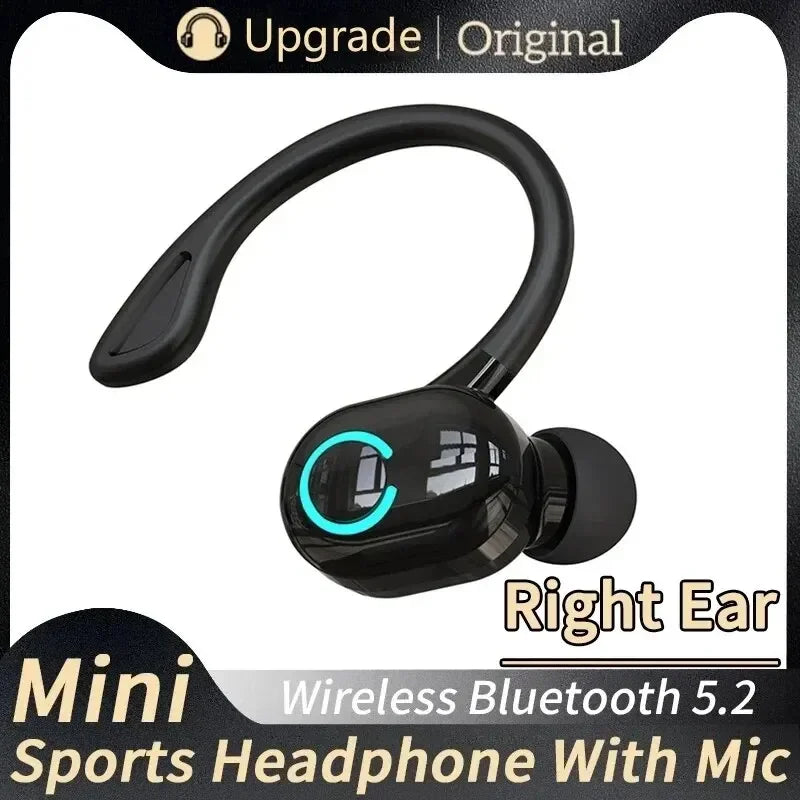 Bluetooth 5.2 Wireless Ear-Hook Headphone  HiFi Bass, Noise Cancelling, Mic, Sports & Gaming