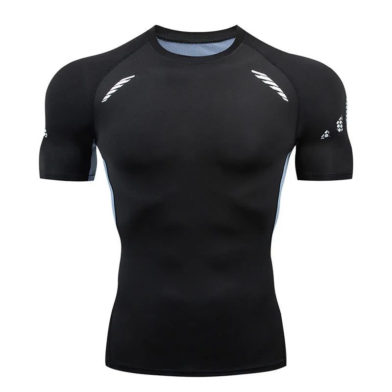 Men's Compression Rash Guard Quick-Dry Short Sleeve Gym, Running & Cycling T-Shirt, Workout Training Base Layer