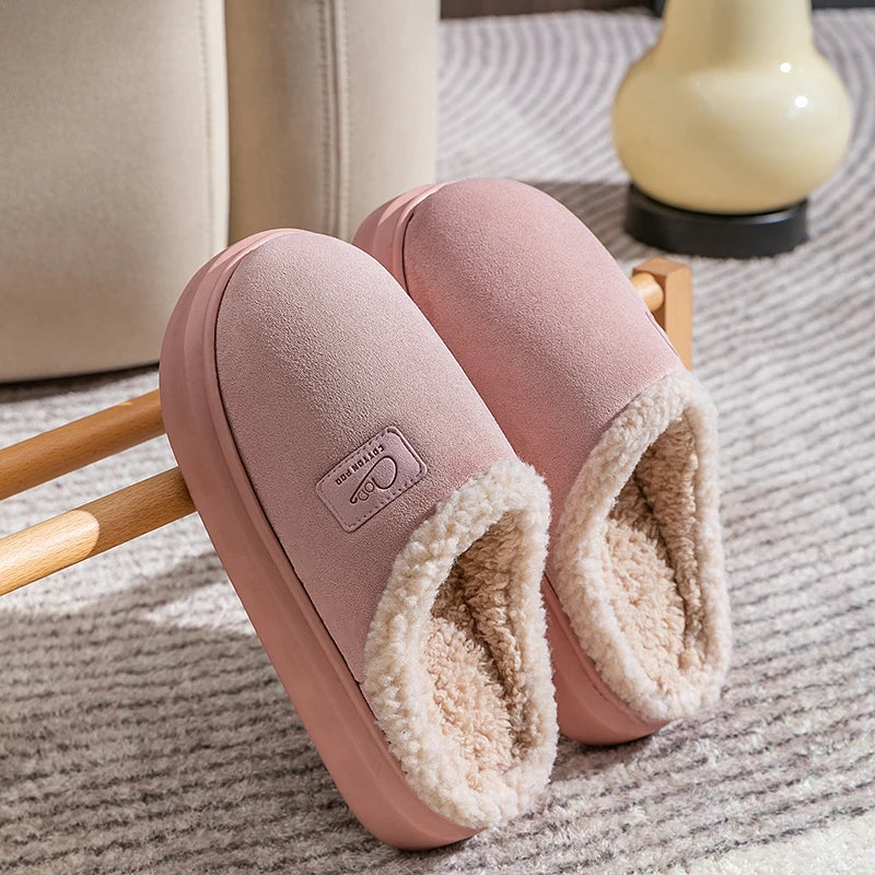 Warm Cotton Slippers for Men & Women Non-Slip Plush Indoor Sandals, Thick Sole, Winter 2024 Home Shoes"