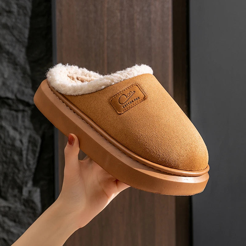 Warm Cotton Slippers for Men & Women Non-Slip Plush Indoor Sandals, Thick Sole, Winter 2024 Home Shoes"