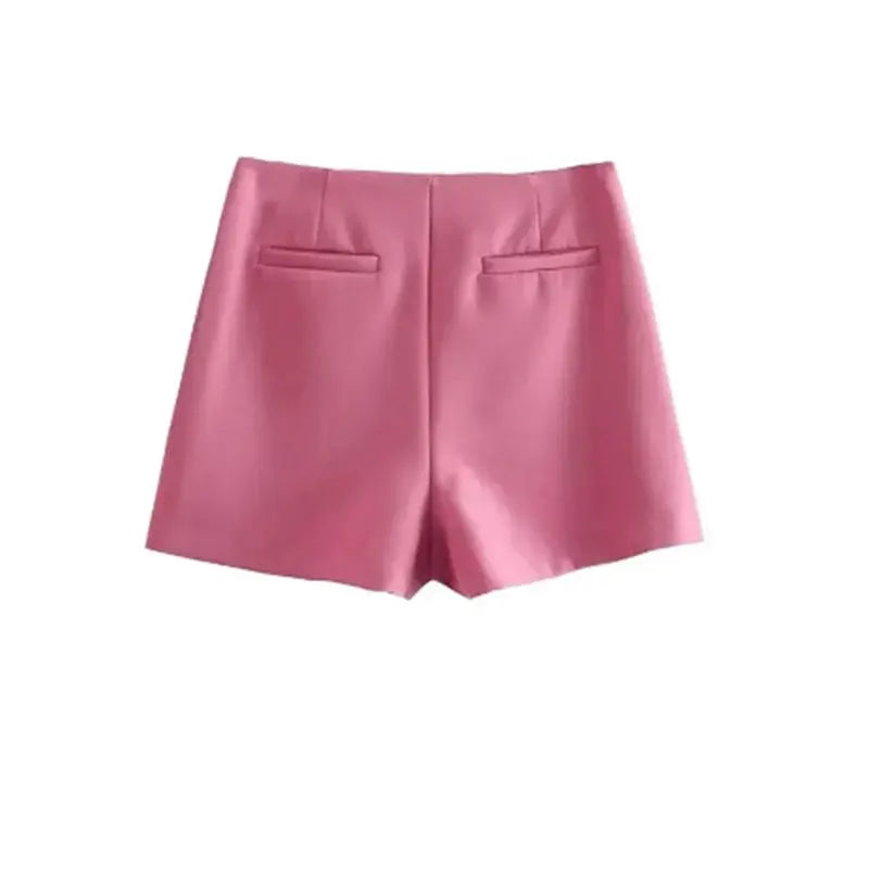 Women's High-Waist Skort Vintage Pareo Style, Side Zipper, Elegant Fashion Shorts Skirt