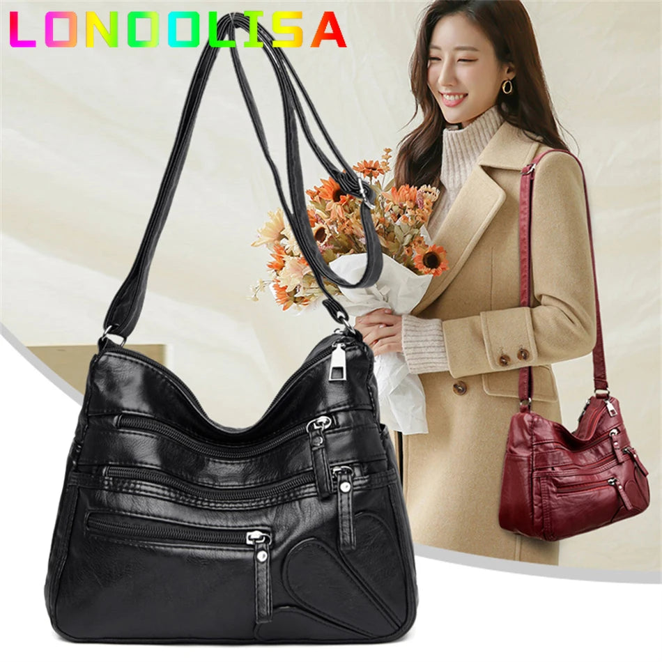 High Quality Women's Soft Leather Shoulder Bags Multi-Layer Pockets Classic Crossbody Bag Luxury Designer Handbags and Purses