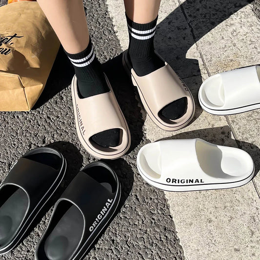 Unisex Letter Slides Slippers Thick Sole Anti-Slip Sandals for Summer