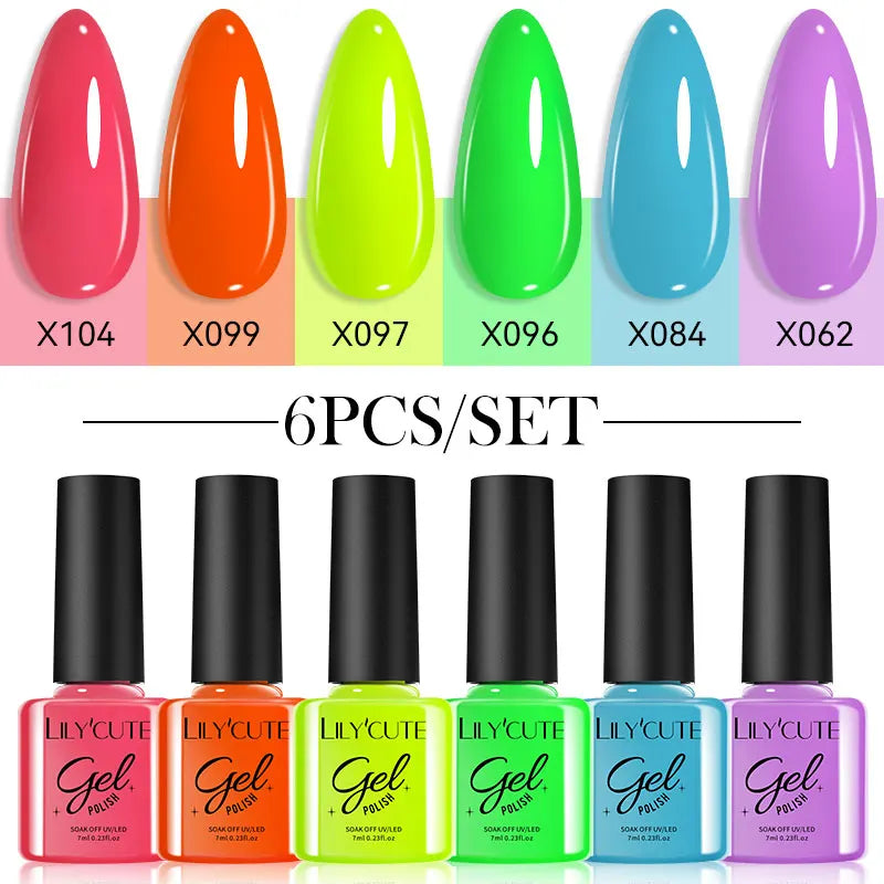 6Pcs 7ml Coffee Series Gel Nail Polish Set Soak Off UV LED Manicure Kit