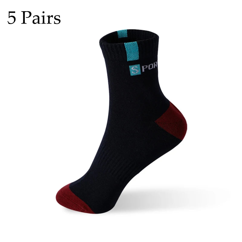 5 Pairs Men's Bamboo Fiber Socks Size 37-43 | Breathable, Deodorant, Autumn-Winter Business & Sports Socks"